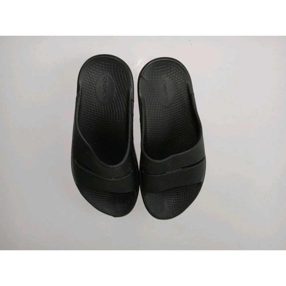 Oofos‎ Sandals Mens 8 Black H Strap Cushion Comfort Recovery Ooahh Sports Flex